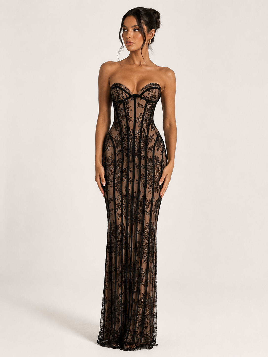 VALENTINA GOWN — Lace Corset Column Maxi