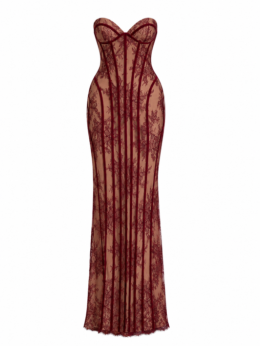 VALENTINA GOWN — Lace Corset Column Maxi