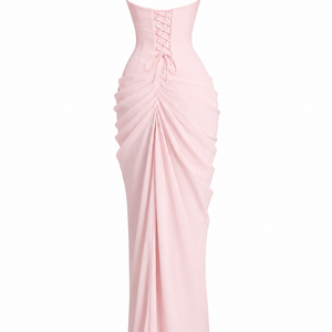 VALENTINA GOWN — Plunge Halter Draped Maxi Dress