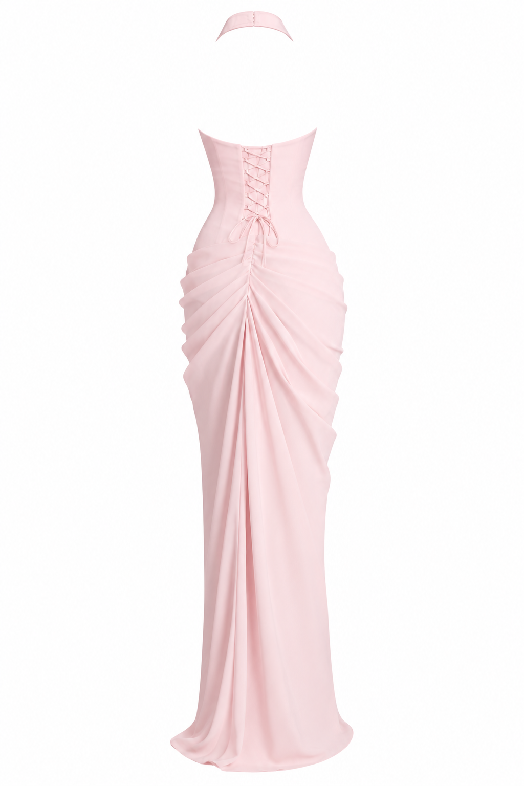 VALENTINA GOWN — Plunge Halter Draped Maxi Dress