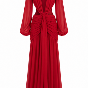 LUCIANA GOWN — Open-Back Chiffon Maxi Dress