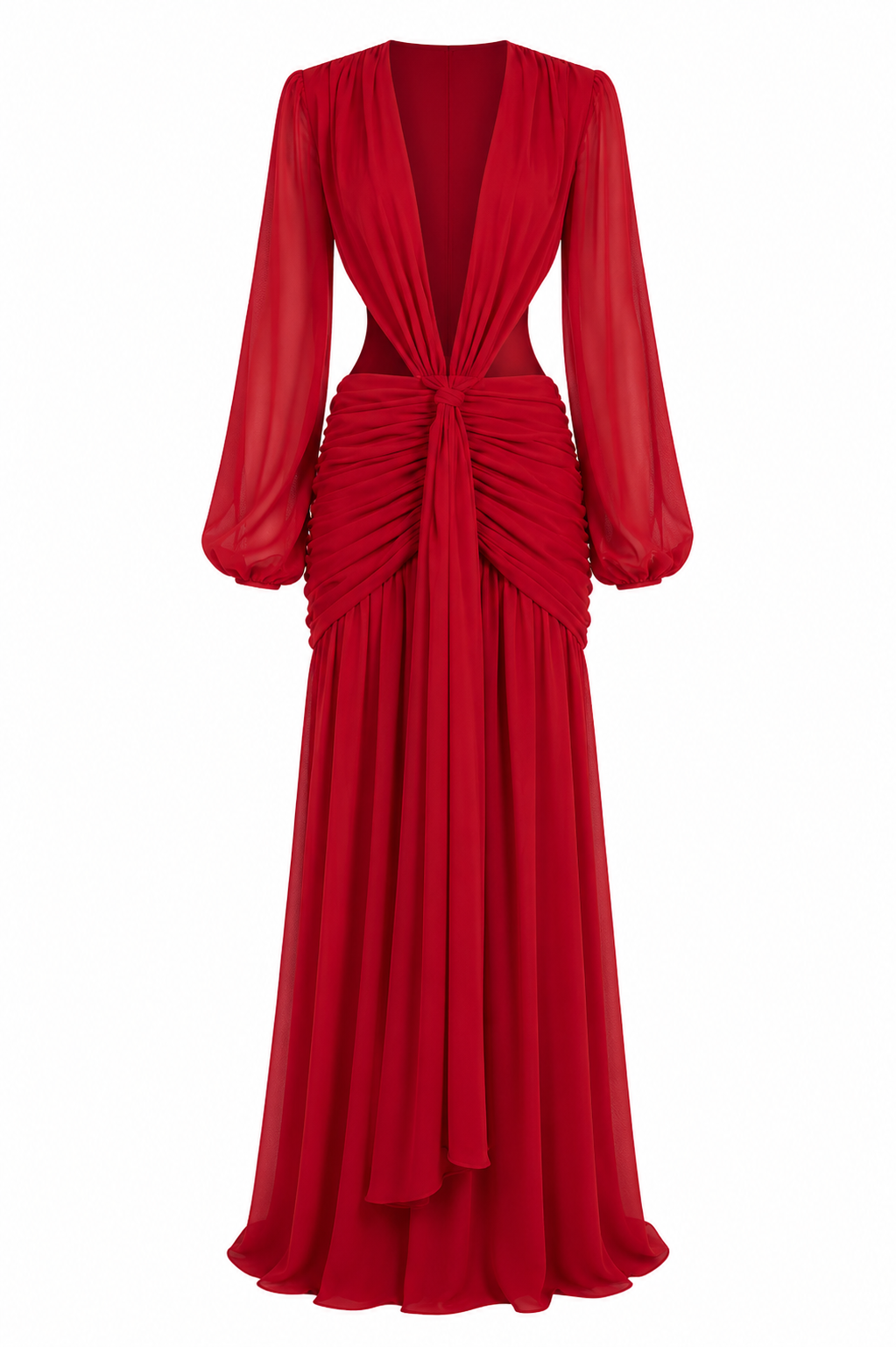 LUCIANA GOWN — Open-Back Chiffon Maxi Dress