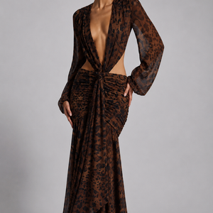 LUCIANA GOWN — Open-Back Chiffon Maxi Dress