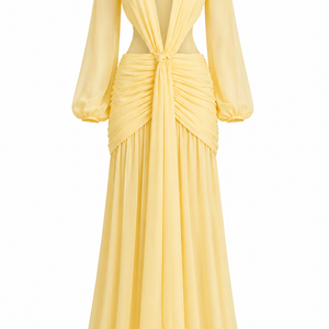 LUCIANA GOWN — Open-Back Chiffon Maxi Dress