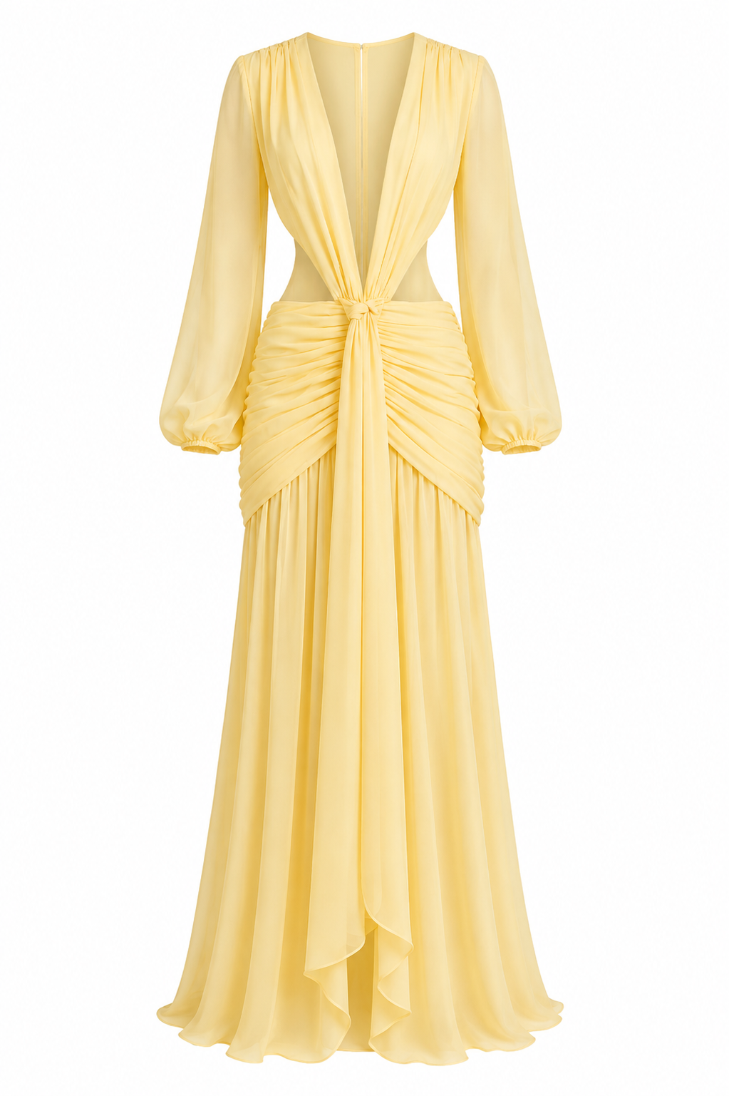 LUCIANA GOWN — Open-Back Chiffon Maxi Dress
