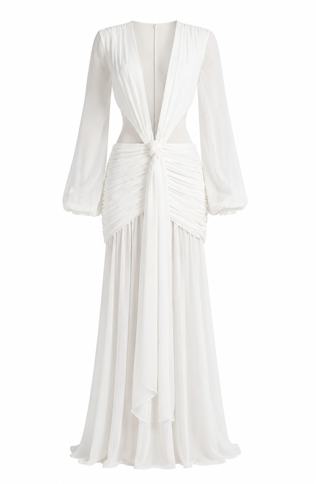 LUCIANA GOWN — Open-Back Chiffon Maxi Dress