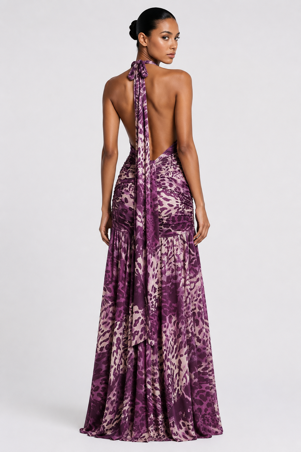 AMARA GOWN — Printed Halter Maxi Dress