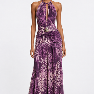 AMARA GOWN — Printed Halter Maxi Dress