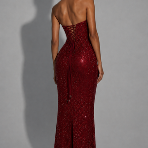 VERONA GOWN — Strapless Sequin Corset Maxi