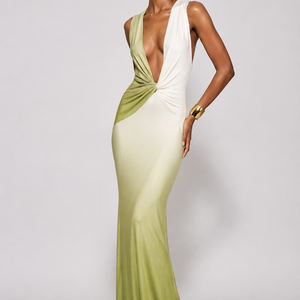 RIVIERA OMBRÉ GOWN — Plunge Twist Maxi