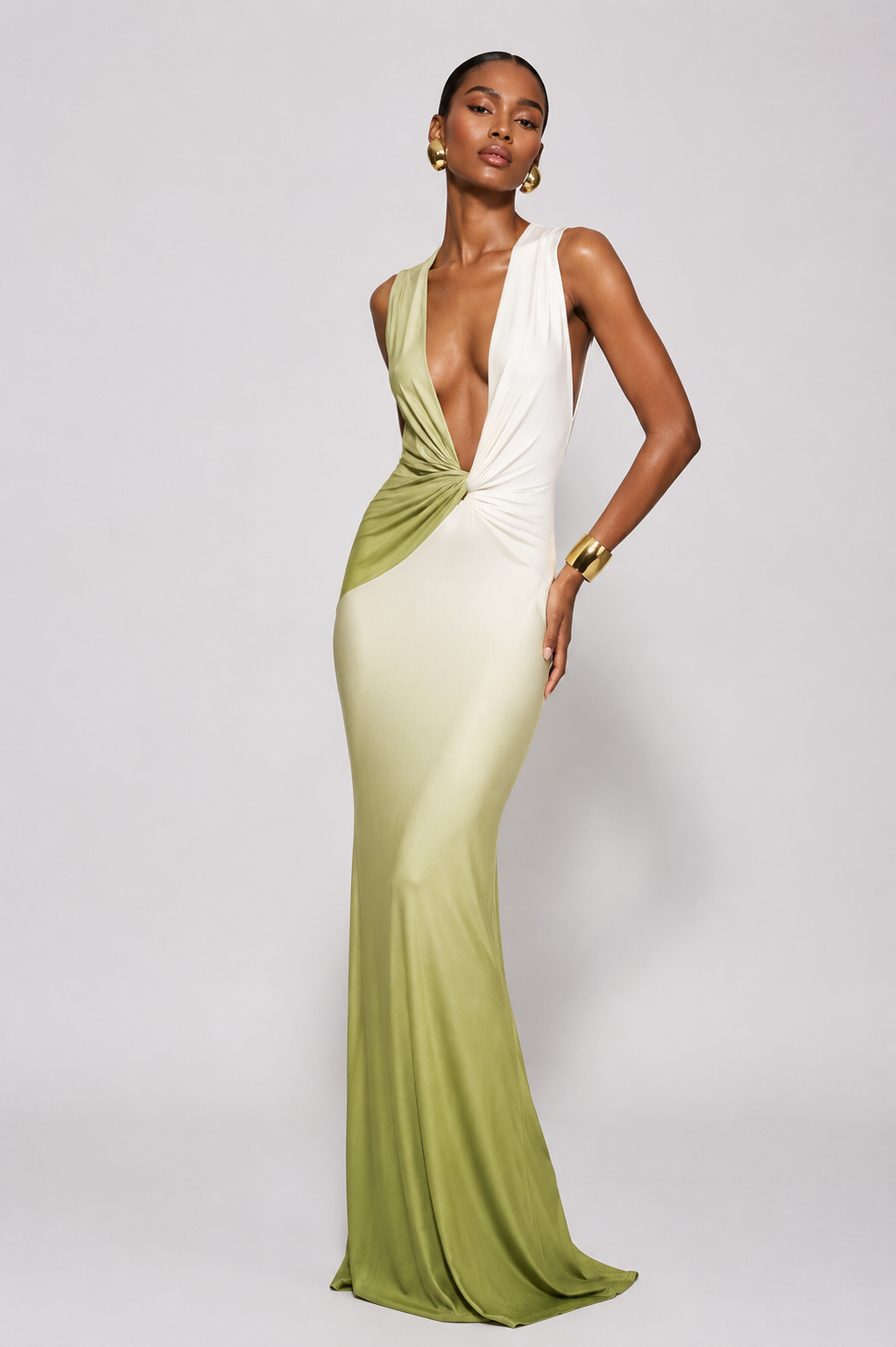 RIVIERA OMBRÉ GOWN — Plunge Twist Maxi