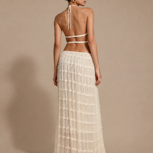 SIENNA SET — Shirred Halter Top &amp; Tiered Maxi Skirt