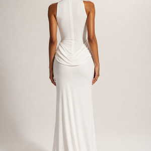 AURELIA GOWN — High-Neck Open-Back Maxi Dress