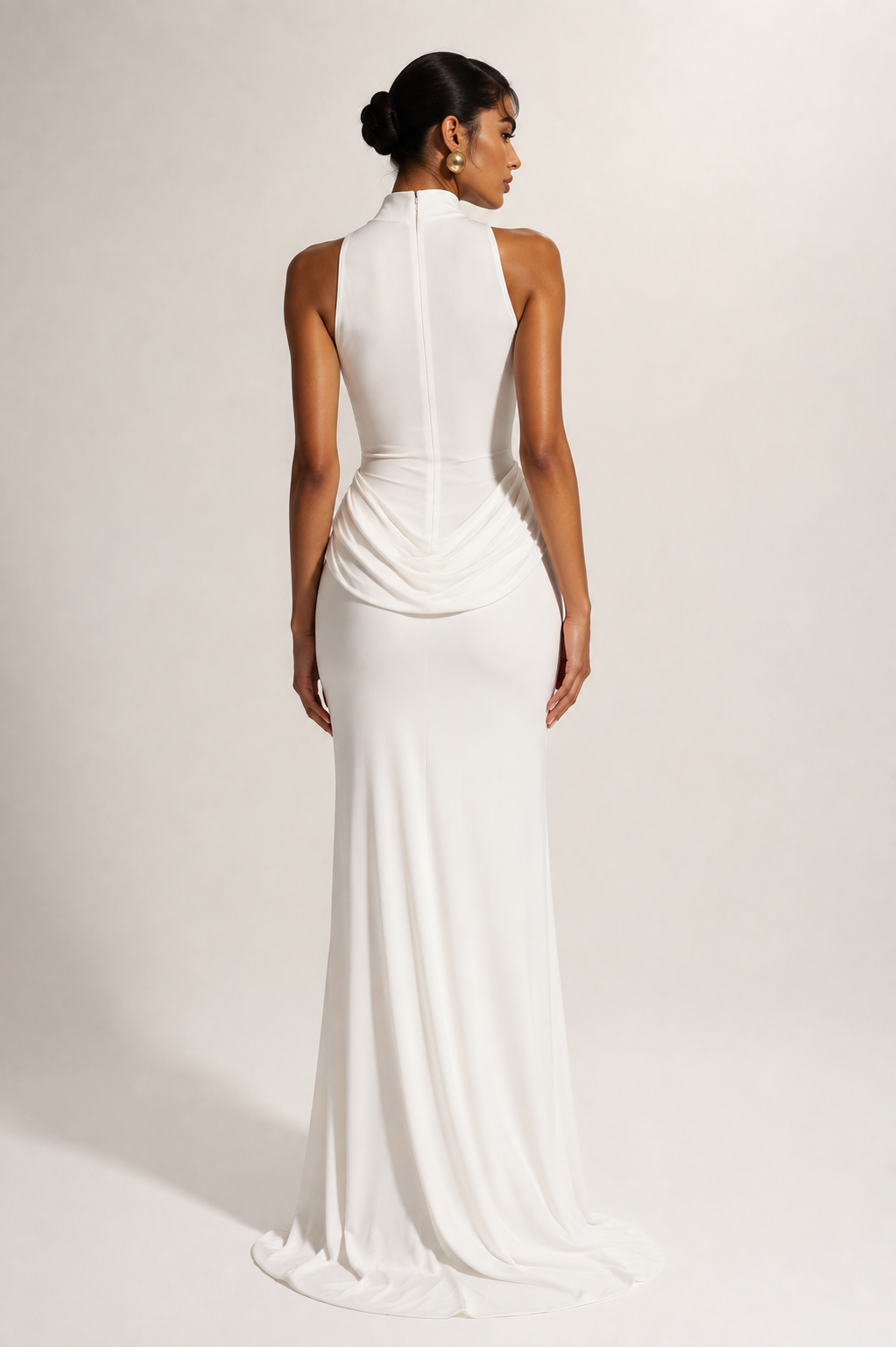 AURELIA GOWN — High-Neck Open-Back Maxi Dress