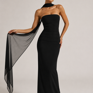 VIVIENNE GOWN — Strapless Scarf Maxi