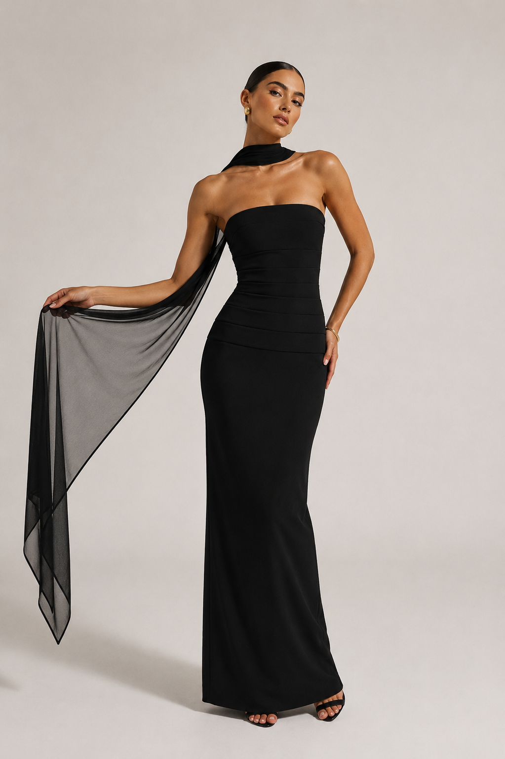 VIVIENNE GOWN — Strapless Scarf Maxi