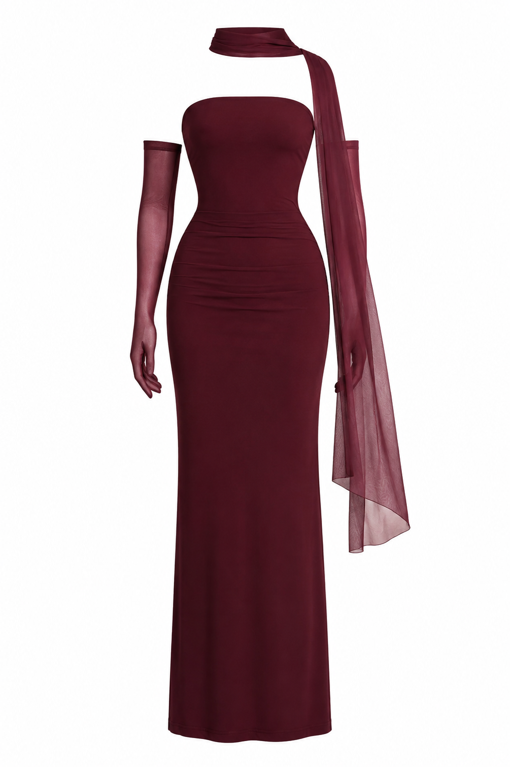 VIVIENNE GOWN — Strapless Scarf Maxi