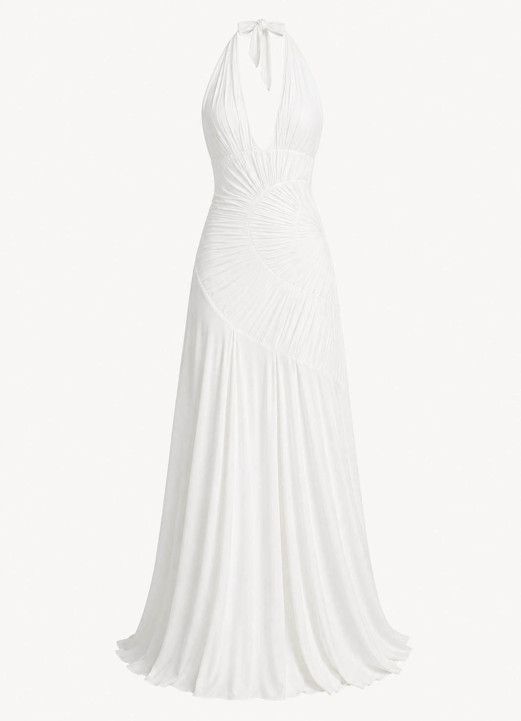 ISLA GOWN — Pleated Halter Open-Back Maxi