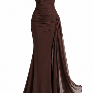 SORAYA GOWN — Strapless Ruched Drape Maxi