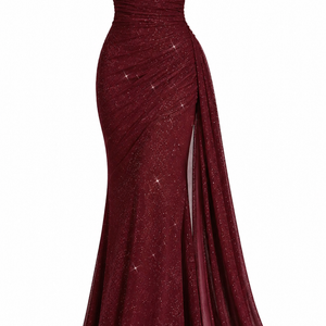 SORAYA GOWN — Strapless Ruched Drape Maxi