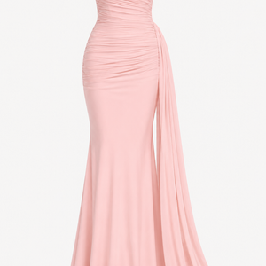 SORAYA GOWN — Strapless Ruched Drape Maxi