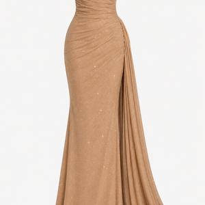 SORAYA GOWN — Strapless Ruched Drape Maxi