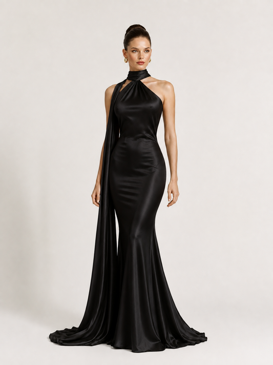 Sienna One-Shoulder Draped Satin Gown