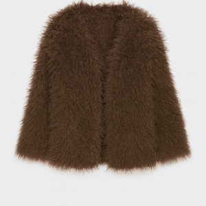 THE LUCIA FAUX FUR COAT – CHOCOLATE