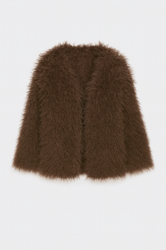 THE LUCIA FAUX FUR COAT – CHOCOLATE