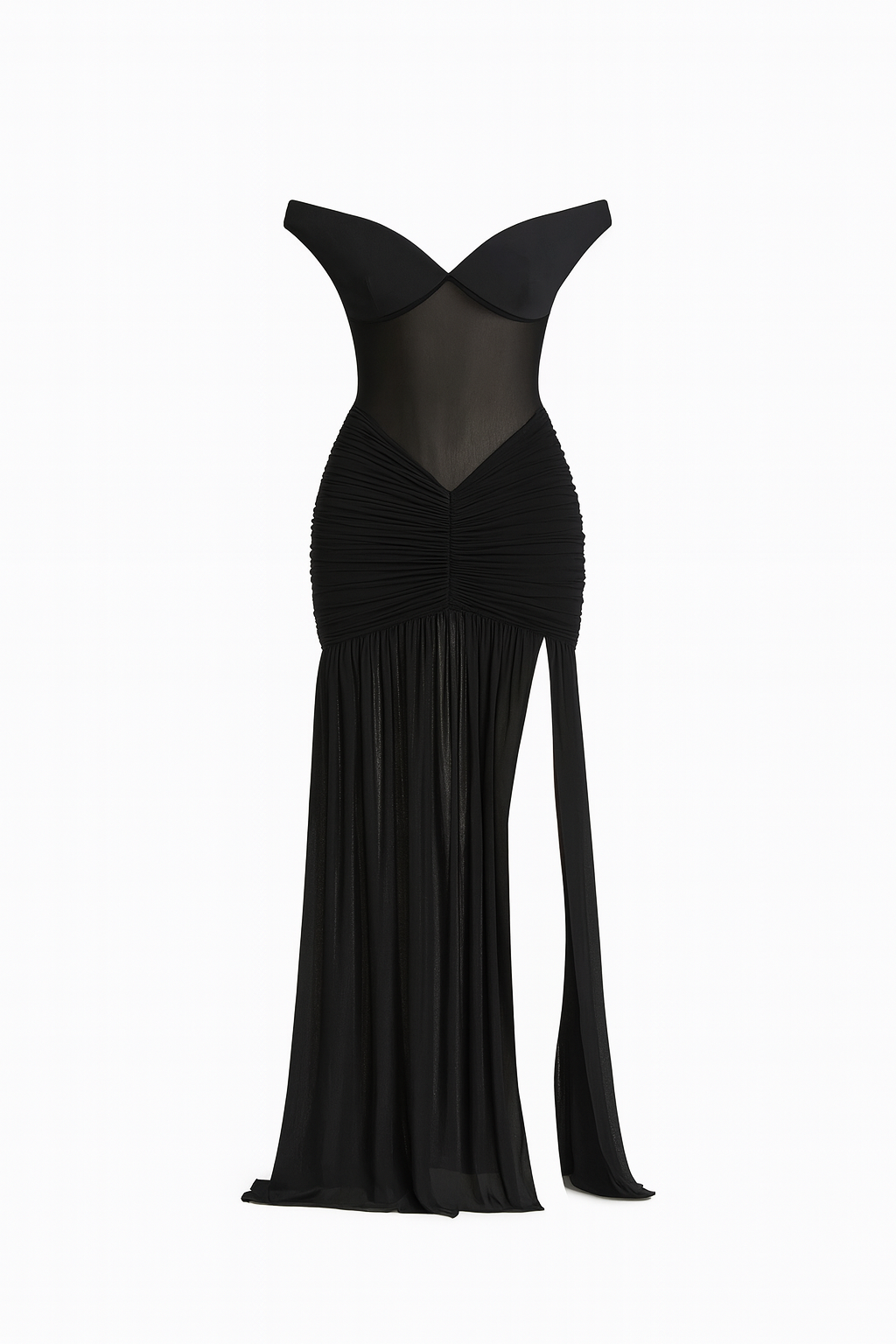Noir Off Shoulder Corset Maxi Gown