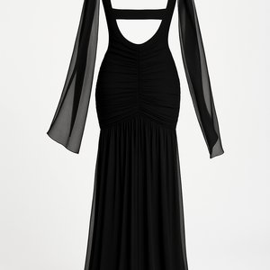 Noir Off Shoulder Corset Maxi Gown
