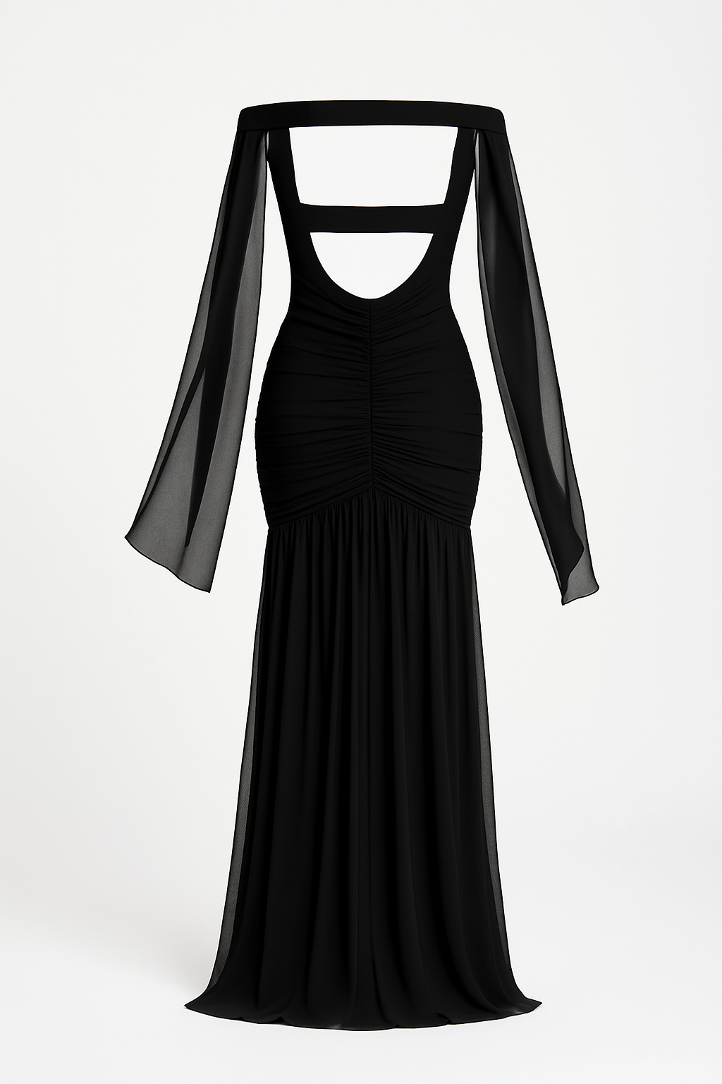 Noir Off Shoulder Corset Maxi Gown