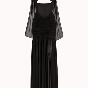 Noir Off Shoulder Corset Maxi Gown