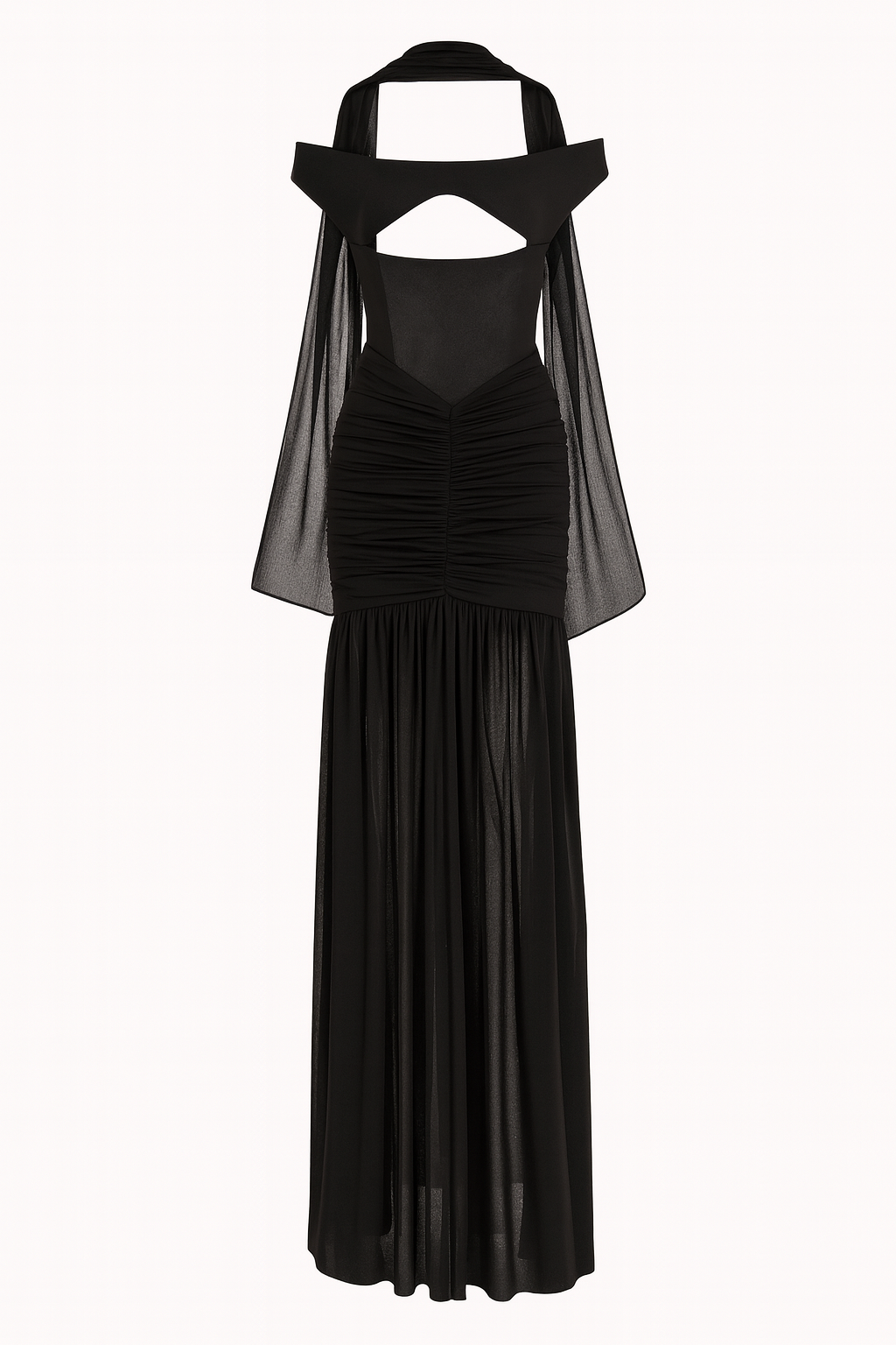 Noir Off Shoulder Corset Maxi Gown