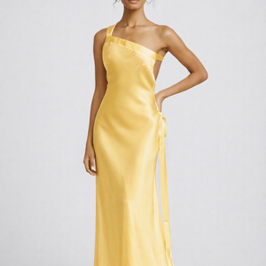 Provence Gown  — One-Shoulder Satin with Open Back