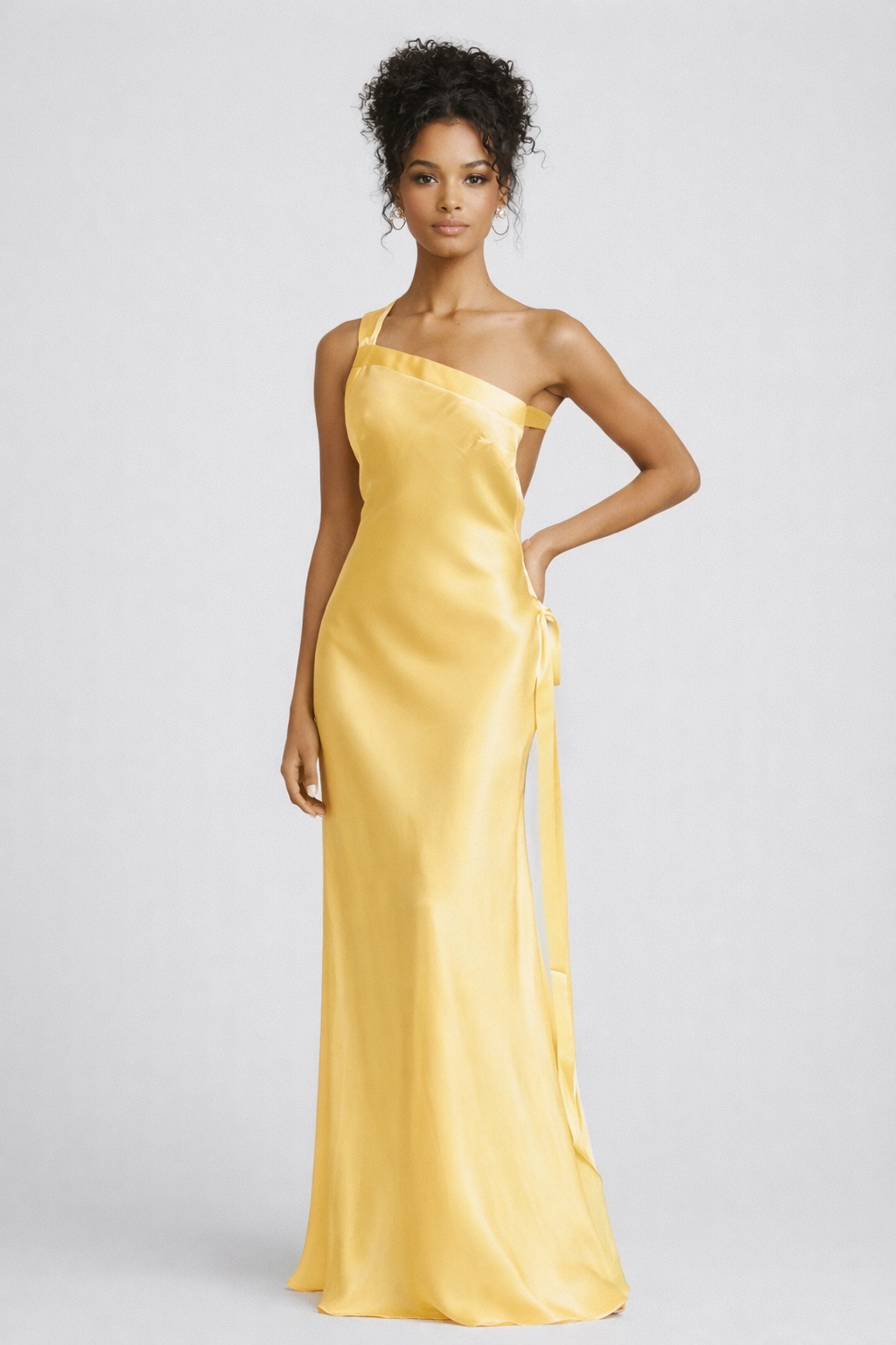Provence Gown  — One-Shoulder Satin with Open Back