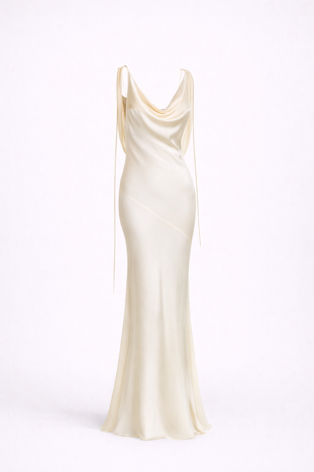San Miguel Slip Gown — Cowl Neck Backless Satin Maxi