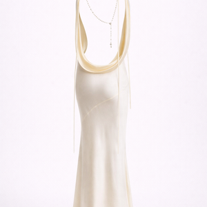 San Miguel Slip Gown — Cowl Neck Backless Satin Maxi