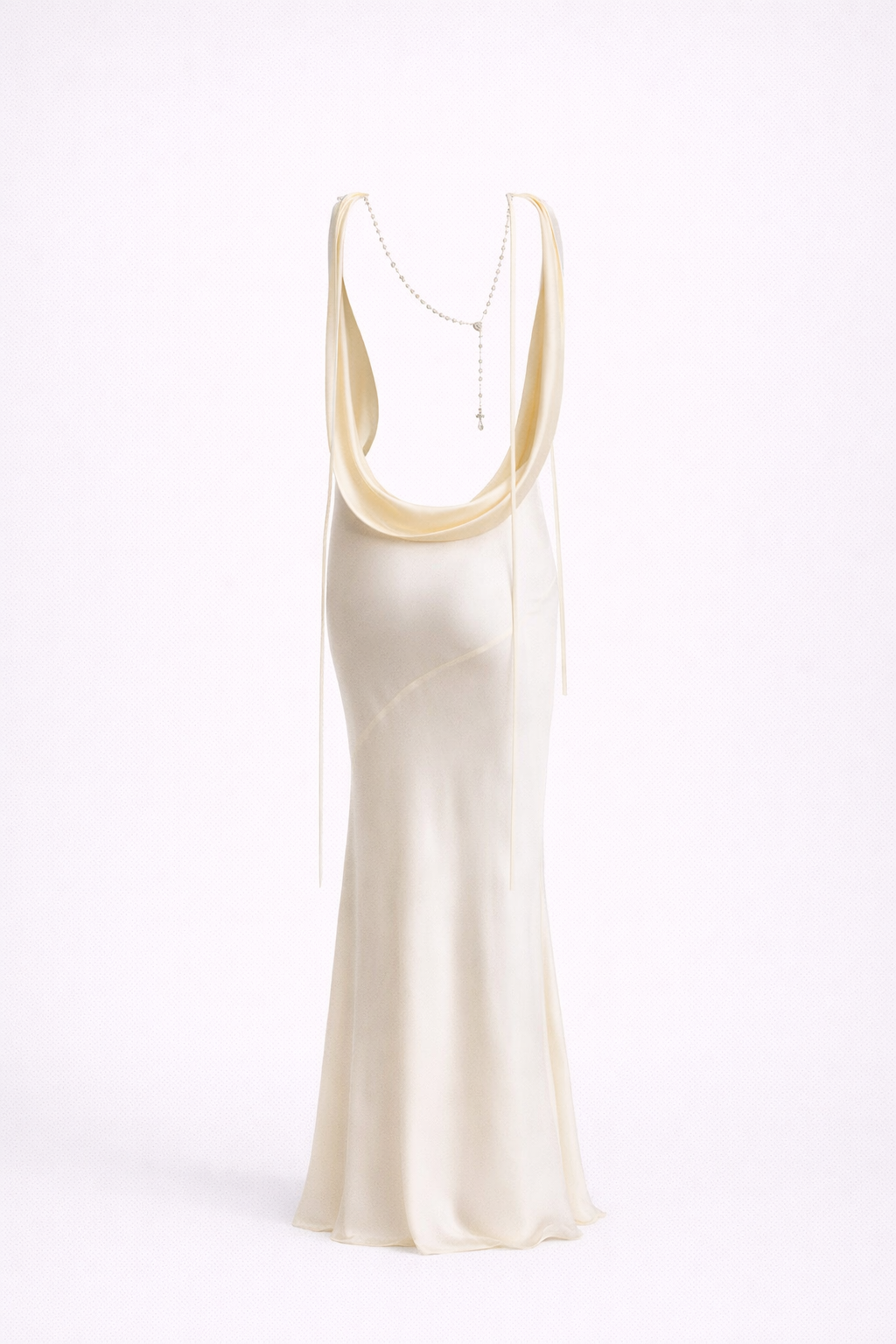 San Miguel Slip Gown — Cowl Neck Backless Satin Maxi