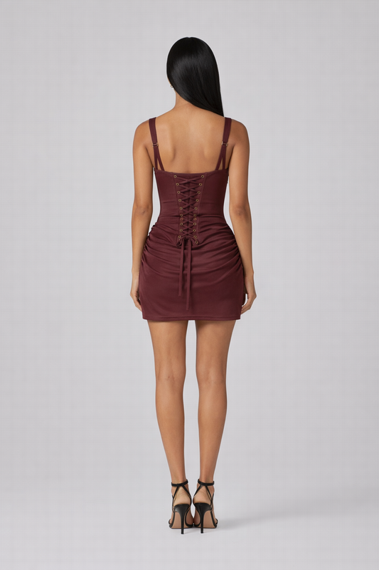 Siena Mini— Corset Bodice Draped Skirt Dress