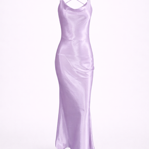 Midas Slip Gown — Cowl Neck Satin Maxi in Gold