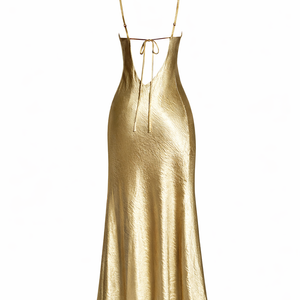 Midas Slip Gown — Cowl Neck Satin Maxi in Gold