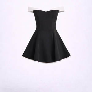 Coco Mini Dress— Off-Shoulder Contrast Trim Skater Dress