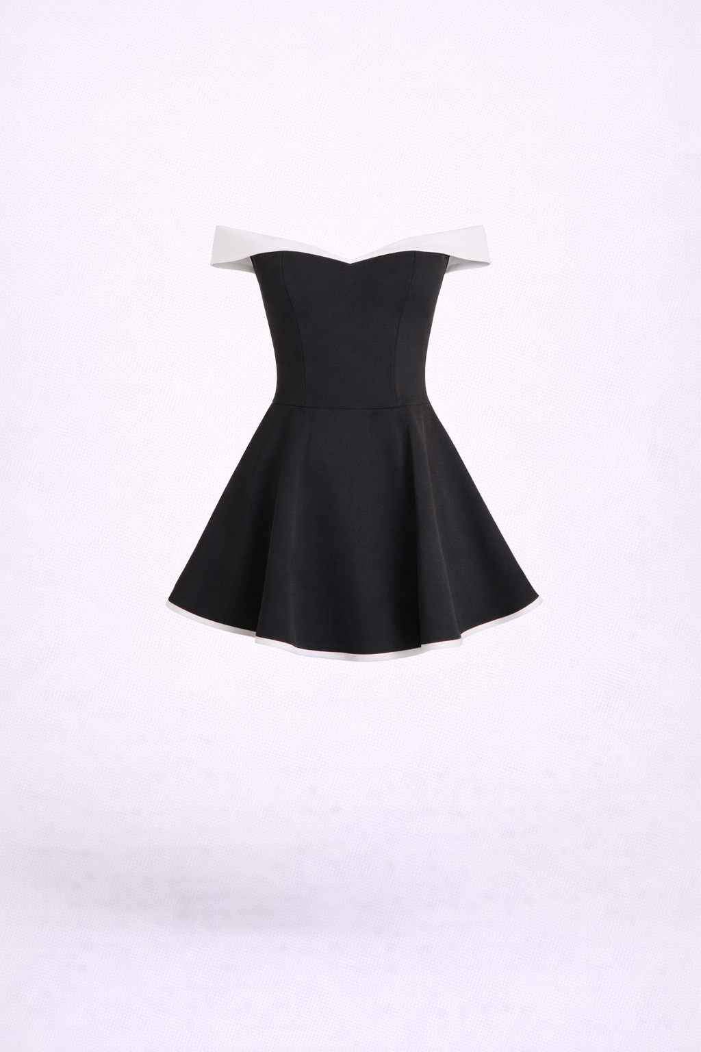 Coco Mini Dress— Off-Shoulder Contrast Trim Skater Dress