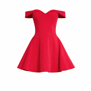 Coco Mini Dress— Off-Shoulder Contrast Trim Skater Dress