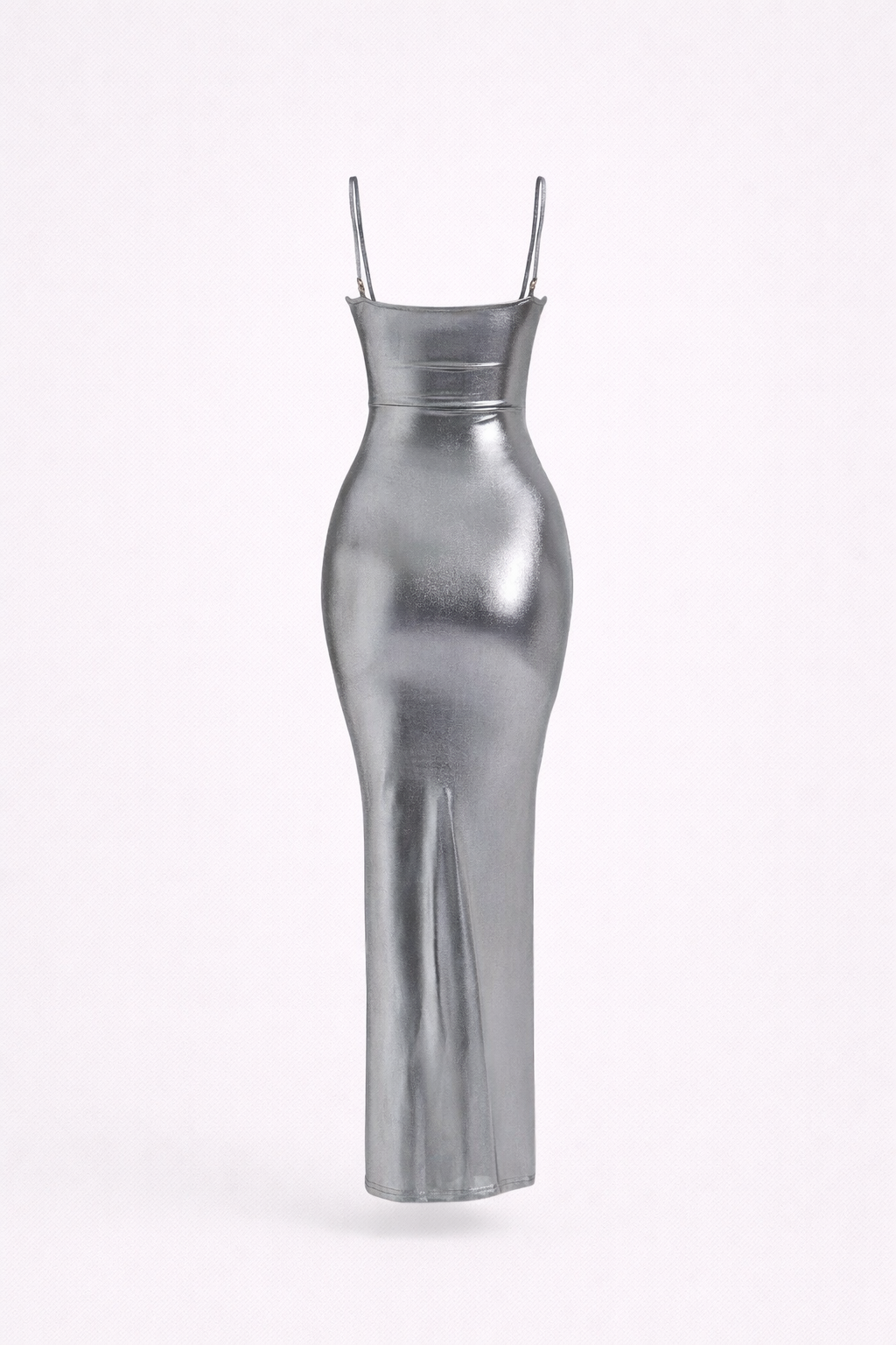 THE CANNES GOWN — Liquid Metallic Backless Slip Maxi