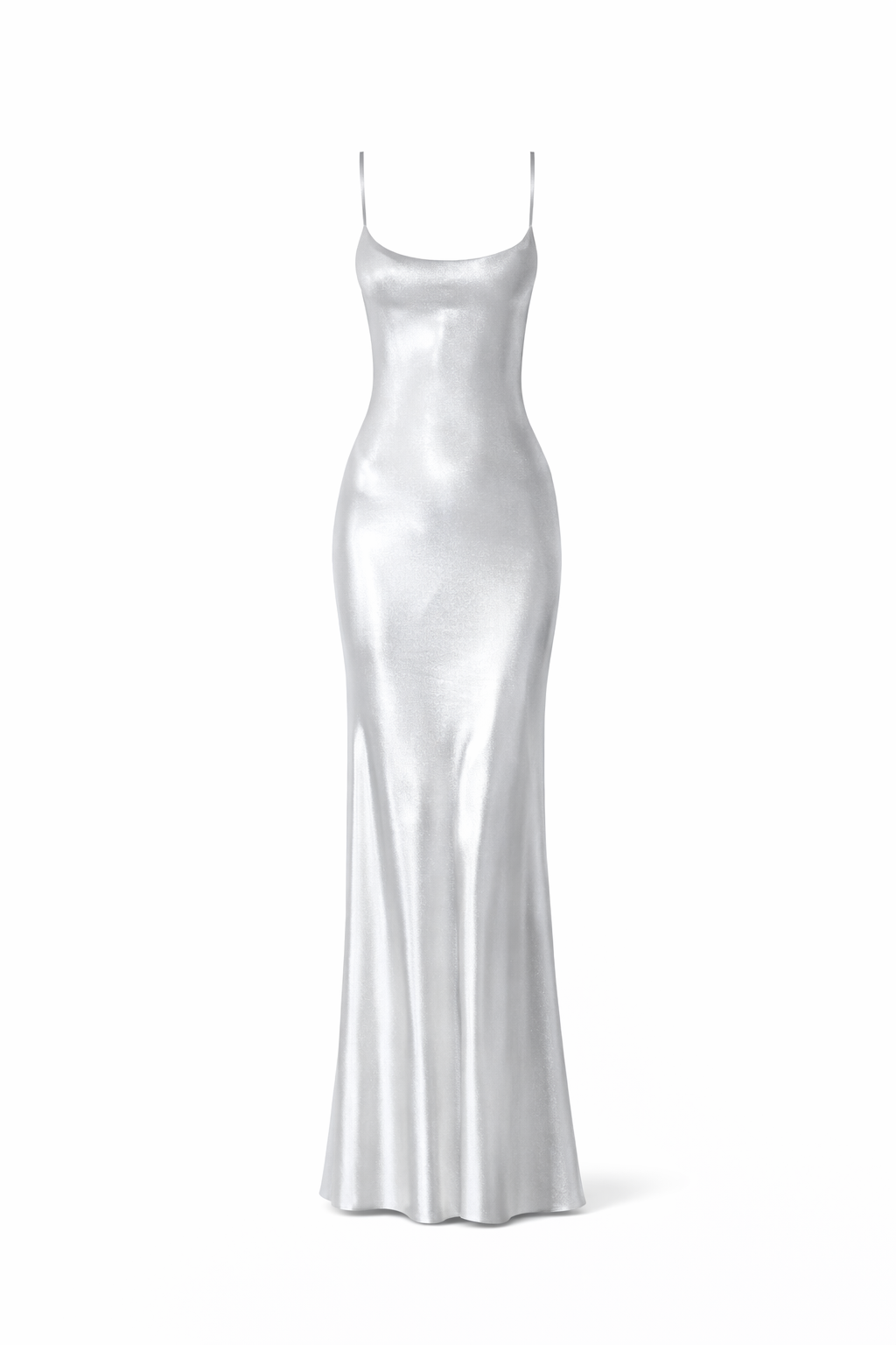 THE CANNES GOWN — Liquid Metallic Backless Slip Maxi