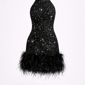 Cannes Mini — Sequin Halter Dress
