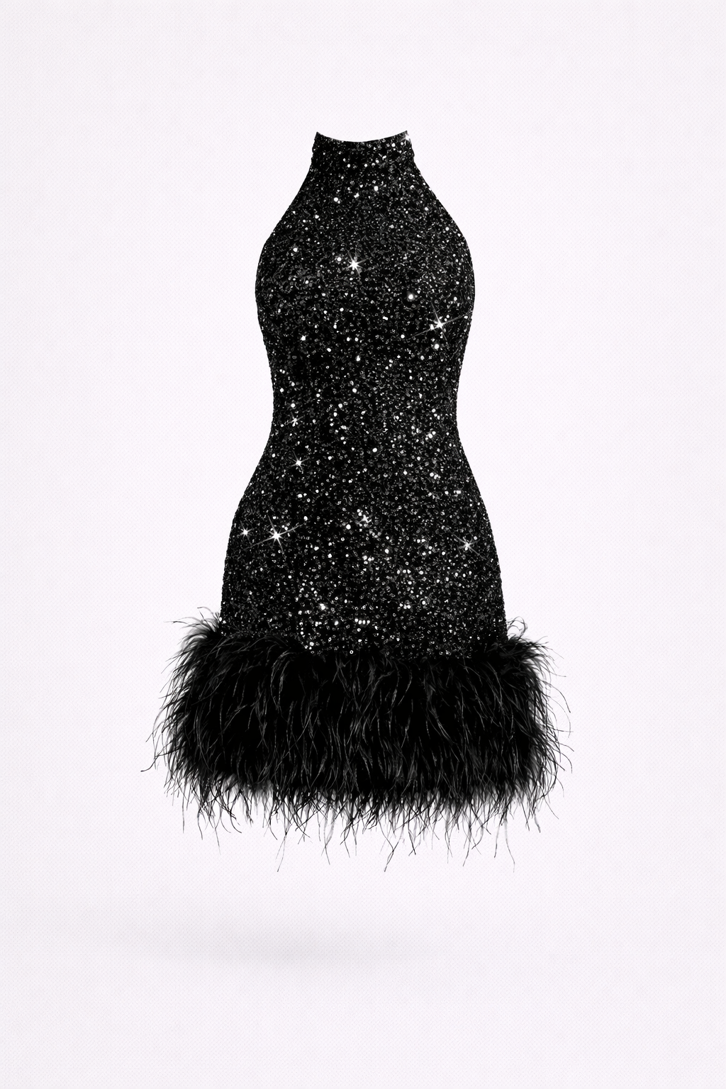 Cannes Mini — Sequin Halter Dress