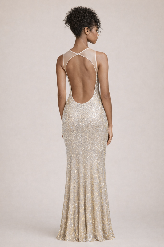 PORTOFINO GOWN — Sequin Backless Slip Dress
